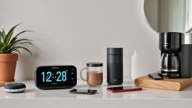 morning routine, smart gadgets, tech for men, smart alarm clock, coffee maker, fitness tracker, smart home assistant, Bluetooth speaker