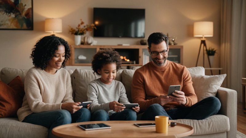 smart home, family time, smart devices, technology, entertainment systems, kitchen appliances, communication, outdoor activities