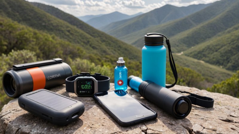 fitness tech, hiking gadgets, smartwatches, fitness trackers, outdoor technology, hiking apps, smart water bottles, portable solar chargers