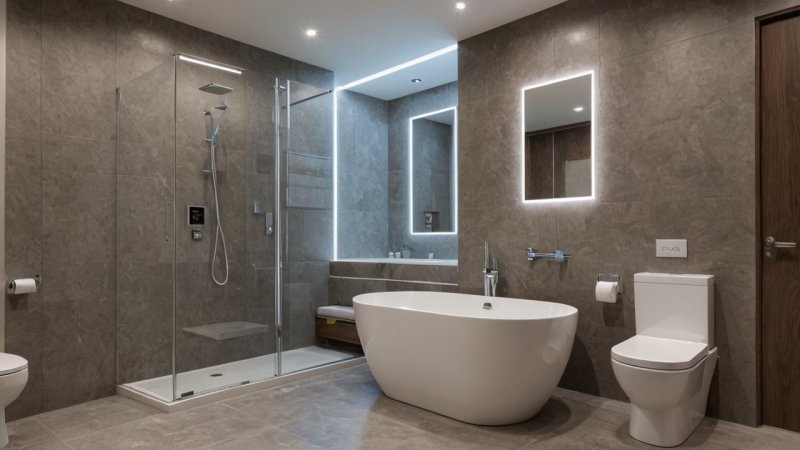 smart bathroom gadgets, technology in bathrooms, automated toilets, smart mirrors, smart showers, bathroom tech guide